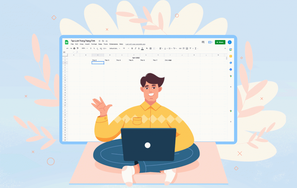 các bước cơ bản để tạo lịch trong Googlesheet